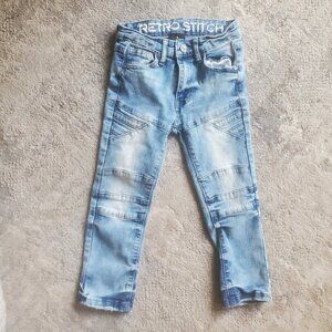 Retro Stitch Jeans Boys Size 5 Blue Stonewashed Fade Stretch Denim